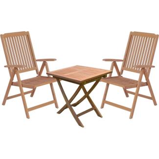 3tlg. Teak Tischgruppe Gartenmöbel Gartentisch Stuhl Garten Hochlehner Tisch