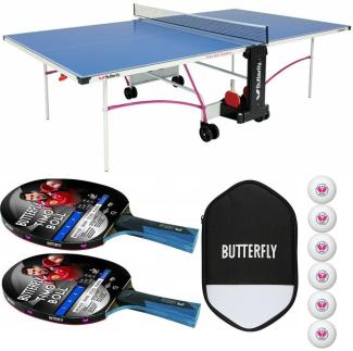 Butterfly Timo Boll Tischtennisplatte + Tischtennisschläger + Tischtennishülle + Bälle