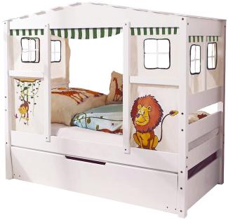 Ticaa 'Safari' Hausbett Mini weiß inkl. Bettkasten 'Marianne'