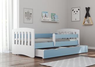 Bjird 'Classic' Kinderbett 80 x 160 cm, Blau, inkl. Rausfallschutz, Lattenrost und Bettschublade