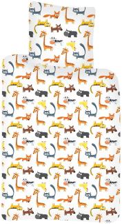 Baby Kinder BettwÃ¤sche Tiere Giraffe Hund Katze Huhn Fuchs Kuh Bettdecke 100x140 + Kopfkissen 40x45 cm, 100% Baumwolle
