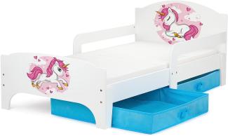 Holz Kinderbett - SMART - 140x70 Funktionsbett Einzelbett Mit Matratze, Thema: Lovely Unicorn