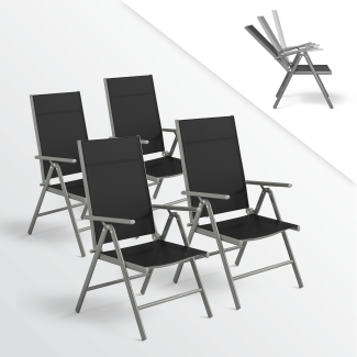 STEELSØN 'Lirael' Komfort-Gartenstühle mit Aluminium-Gestell, 4er-Set, klappbar, Rückenlehne 7-stufig verstellbar, silber