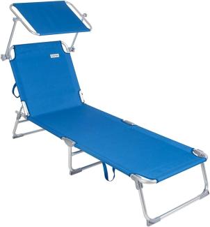 Casaria Sonnenliege Ibiza Aluminium Sonnendach 190cm Gartenliege Strandliege Alu Liege Freizeitliege blau