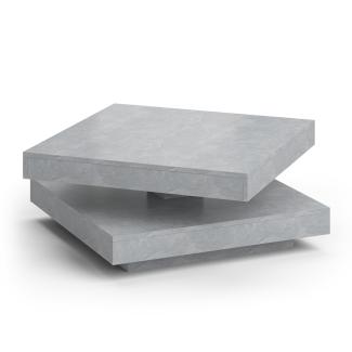VICCO Couchtisch ELIAS beton 360° drehbar 70 x 70 x 34 cm