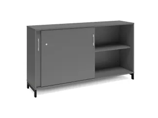 Büroschrank DNA 1600x890 mm Anthrazit/Schwarz Schiebetür 2A4