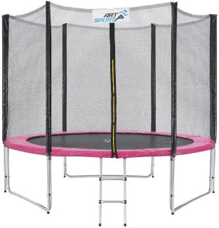 ArtSport Outdoor Trampolin 'Jampino' mit Sicherheitsnetz, Leiter & Randabdeckung, bis 150 kg, rosa, Ø 305 cm
