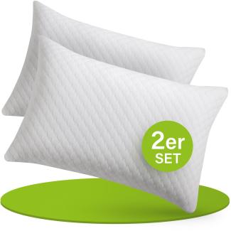 Juskys Kissen 40x60 cm für Bett - 2er Set Kopfkissen mit Memory-Foam Füllung - Kissenfüllung atmungsaktiv - Bezug waschbar - Bettkissen Weiß