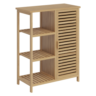 Bellamio 'Newa' Badezimmer-Schrank, Bambus, natur, 85 x 33 x 66 cm, mit 6 Ablagefächern und 1 Tür