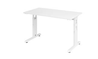 mcbuero.de 'OS612' Schreibtisch mit C-Fuß, Holz/Metall Weiß/Silber, 85 x 67 x 120 cm