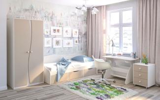 Kinderzimmer Set Jugendzimmer Set \"Kombi\" komplett 4-teilig Bett 80x190cm pinie natur gebleicht cappuccino