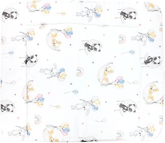 TupTam Baby Wickeltischauflage mit Baumwollbezug Gemustert, Farbe: Tiere / Luftballons / Mond, Größe: 70 x 60 cm