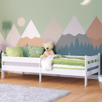 Bellabino 'Kuru' Kinderbett inkl. Rausfallschutz und Lattenrost, weiß lackiert, 90x200 cm