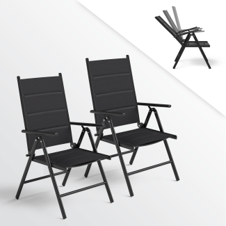 STEELSØN 'Lirael' Komfort-Gartenstühle mit Aluminium-Gestell, 2er-Set, klappbar, Rückenlehne 7-stufig verstellbar, schwarz