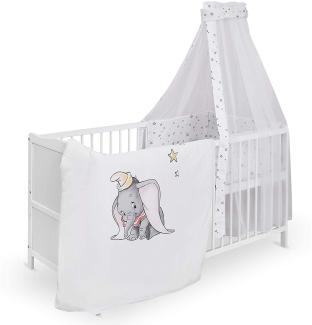 Urra 'Luca' Komplett-Kinderbett, 70 x 140 cm, Kiefer, weiß, inkl. Bettwäsche mit Motiv \"Disney Dumbo\"