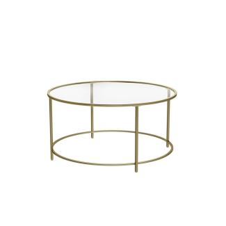 Vasagle 'LGT21G' Couchtisch mit goldenem Metallgestell, Hartglas transparent, Ø84 cm