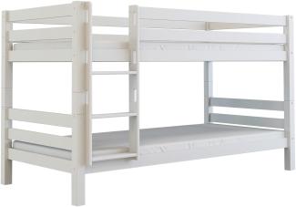 Etagenbett Kinderbett MARK Buchenholz massiv 200x90 cm weiß