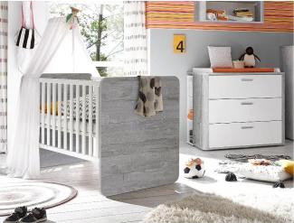 Storado 5-tlg. Babyzimmer-Set Frieda vintage wood grey/weiß matt lack
