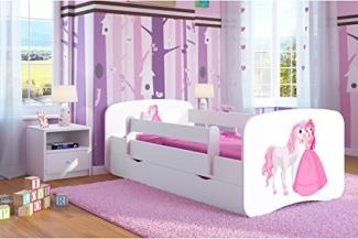 Kocot Kids 'Prinzessin und Pferd' Einzelbett weiß 70x140 cm inkl. Rausfallschutz, Matratze, Schublade und Lattenrost