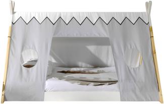 Tipi Zelt Bett Liegefläche 90 x 200 cm, inkl. Rolllattenrost und Textilzeltdach, Ausf. Kiefer massiv natur/weiß