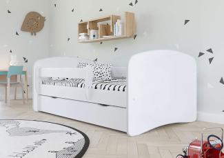Kocot Kids Einzelbett weiß 70x140 cm inkl. Rausfallschutz, Schublade und Lattenrost