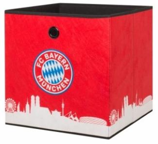 002451 FCB FC Bayern Faltbox Stoffkorb Regalkorb Schütte Motiv SKYLINE rot weiß blau
