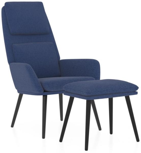 Relaxsessel mit Hocker Blau Stoff, Drehbar [3097772]