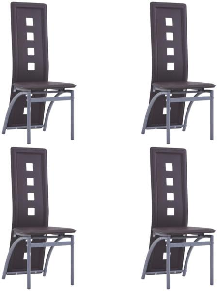 Sets Esszimmerstühle mit Lehne bis zum Boden und Löchern, Kunstleder, 4 Stühle Braun