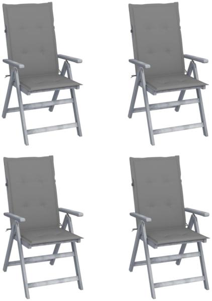 vidaXL Verstellbare Gartenstühle 4 Stk. mit Auflagen Massivholz Akazie