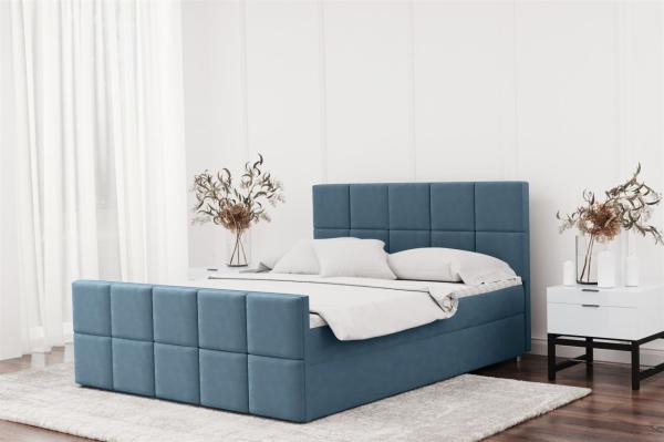 Boxspringbett Schlafzimmerbett JOST 200x220cm in Stoff Matt Velvet Himmelblau