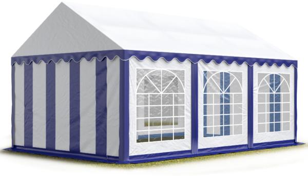 TOOLPORT Party-Zelt Festzelt 4x6 m Garten-Pavillon -Zelt PVC Plane 700 N in blau-weiß Wasserdicht