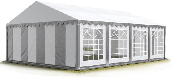 Party-Zelt Festzelt 6x8 m Garten-Pavillon -Zelt PVC Plane 700 N in grau-weiß Wasserdicht