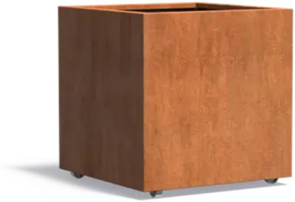 Adezz Pflanzgefäß Carrez mit Rollen aus Corten-Stahl Pflanzkübel Größe 80x80x80 cm