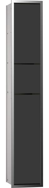 Emco Asis 150 Unterputz-Schrankmodul, Badezimmerschrank als Toilettenpapierhalter & Klobürstengarnitur mit extra Fach, Hochschrank mit Push to Open-Funktion, schwarz