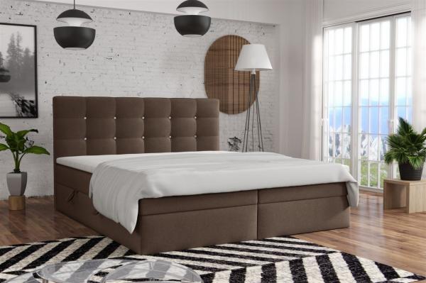 Boxspringbett Schlafzimmerbett BASILIO 140x200cm Stoff Fresh Braun