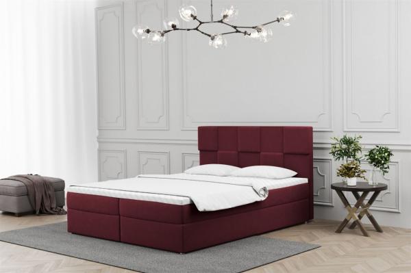 Boxspringbett Schlafzimmerbett JOLIE 160x200cm in Stoff Matt Velvet Weinrot