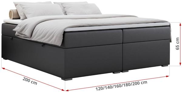 Boxspringbett - Doppelbett mit Multipocket-Matratze - BESS -200x200 - Dunkelgrau Kunstleder - H4 Bild 5