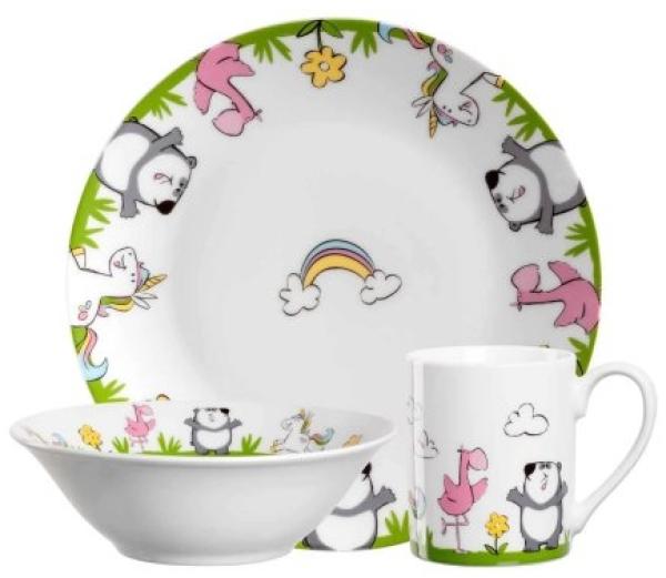 Leonardo BAMBINI Kindergeschirr Set Einhorn / Panda / Flamingo 3-teilig