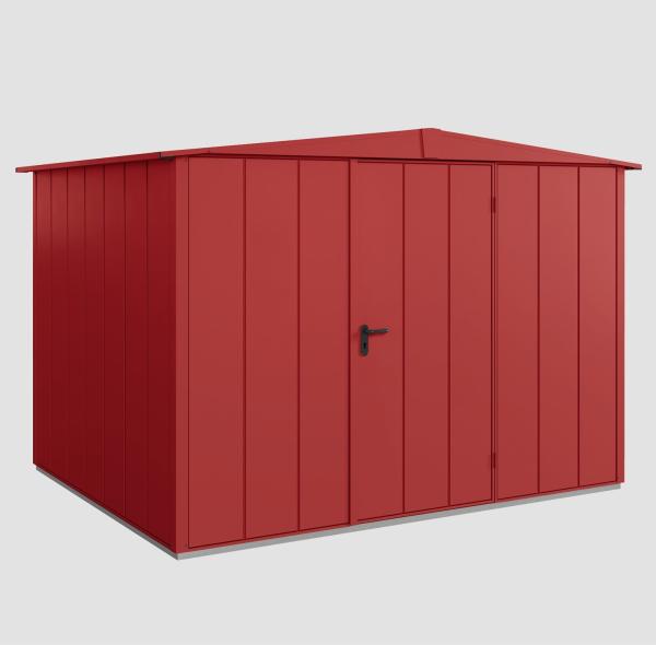 Hörmann Ecostar Aktionsangebot Metall-Gerätehaus Elegant mit Satteldach Typ 3, 238 x 303 cm , purpurrot, 7,2 m²,1-flüglige Tür