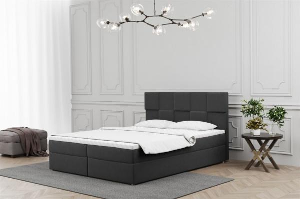 Boxspringbett Schlafzimmerbett JOLIE 140x220cm in Stoff Matt Velvet Anthrazit