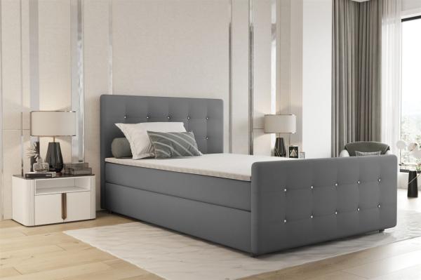 Boxspringbett Schlafzimmerbett MARKOS 200x200cm Stoff Soro Grau inkl. Topper