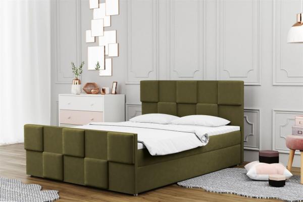 Boxspringbett Schlafzimmerbett MURILO 180x200cm in Stoff Monolith Olive