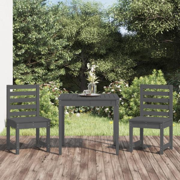 vidaXL 3-tlg. Garten-Bistro-Set Grau Massivholz Kiefer