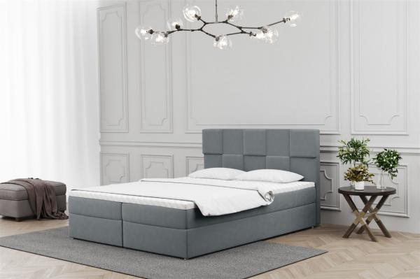 Boxspringbett Schlafzimmerbett JOLIE 160x200cm in Stoff Matt Velvet Grau