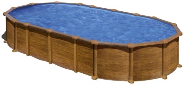 GRE Ovalformbeckenset Holzoptik Amazonia OMEGA 730 x 375 x 132 cm