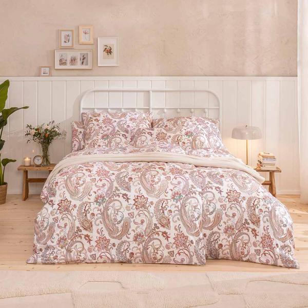 Estella Schweizer Premium Satin Bettwäsche 155x220 Soley Paisley beige 2144-200