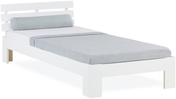 Einzelbett Holzbett 90x200 mit Lattenrost Weiß Kiefer Bett Bettgestell Massivholz