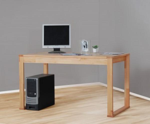 Schreibtisch mit Füßen im Rahmendesign, Kernbuche geölt, 74 x 70 x 140 cm