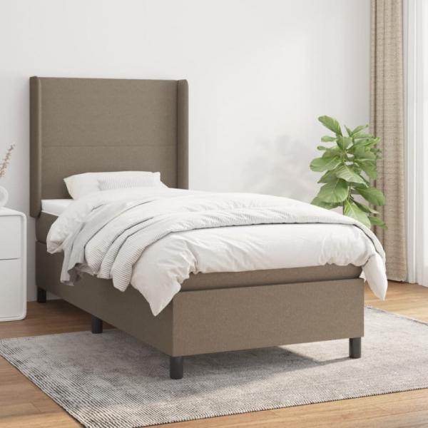 Boxspringbett mit Matratze Taupe 90x190 cm Stoff (Farbe: Taupe)