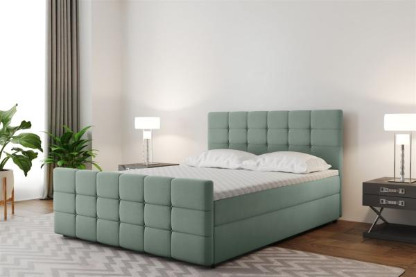 Boxspringbett Schlafzimmerbett SENON 160x200cm Stoff Mint inkl. Bettkasten